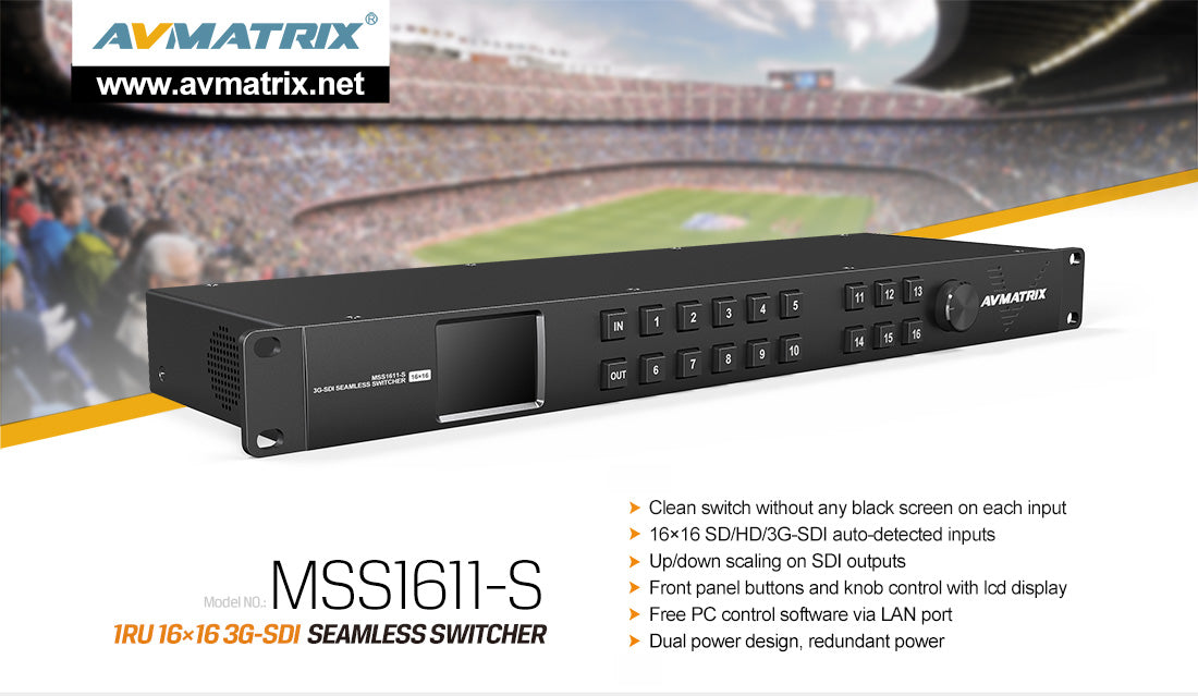 AVMATRIX MSS1611-S — 16×16 SDI Seamless Switcher
