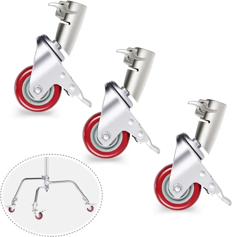 Neewer 3-Pack 75mm Diameter Swivel Caster Wheels for C-Stands