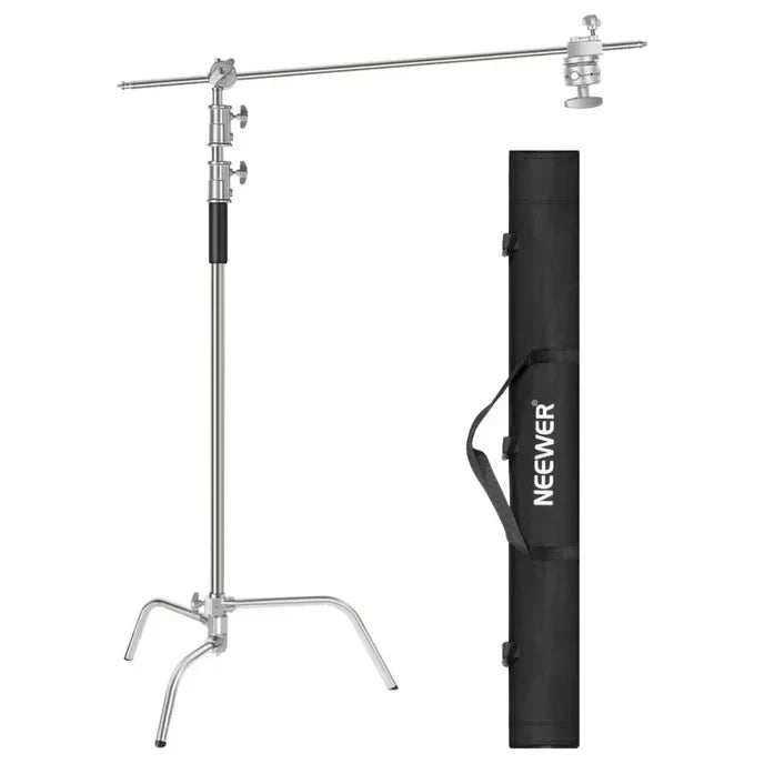 Neewer 300cm Adjustable C-Stand Light Stand with Extension Boom Arm, Removable Turtle-Base and Carry Bag