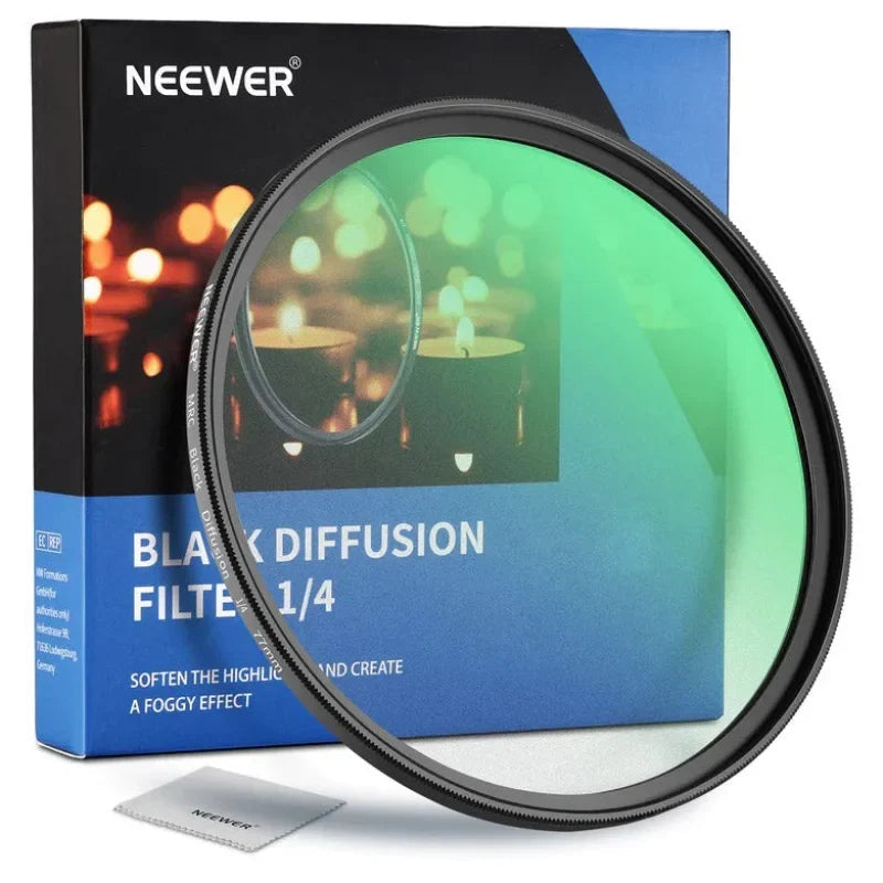Neewer 77mm Black Diffusion 1/4 Filter Dream Cinematic Effect Camera Filter