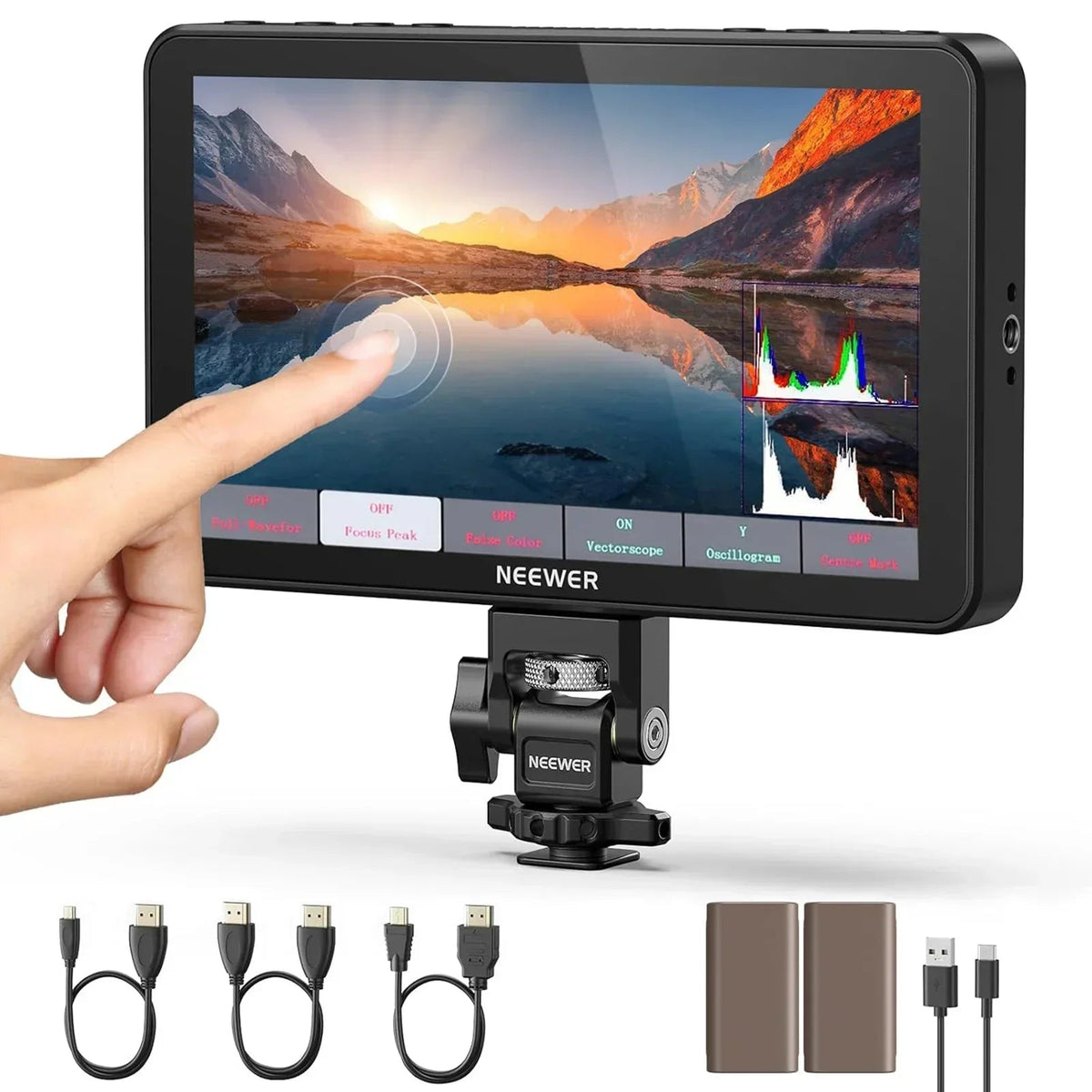 Neewer F700 7inch Touch Screen Camera Monitor + 2 x NP-F750 Batteries & Charging Cables