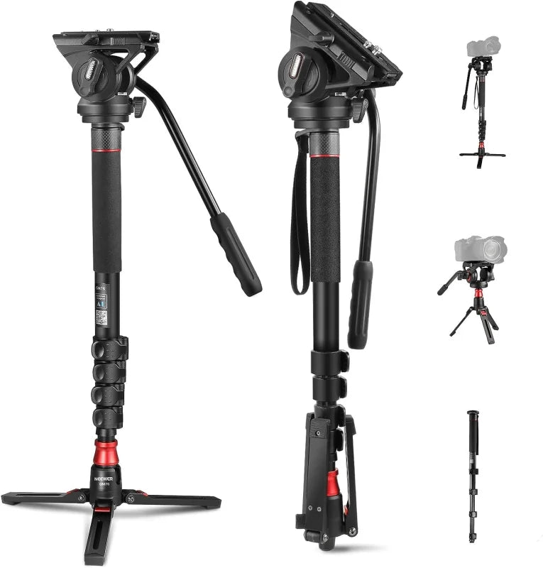 Neewer GM76 70inch/179cm Aluminium Monopod with Fluid Head and Foot Base