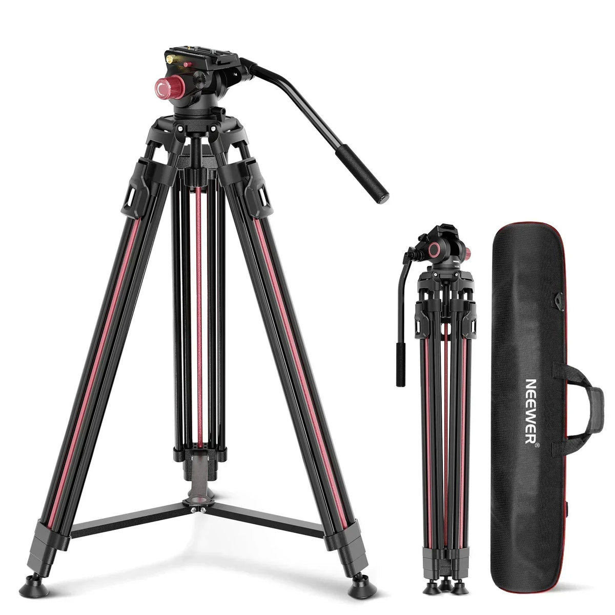 Neewer LL38 79inch /200cm One-Step Aluminium Video Tripod with Fluid Head