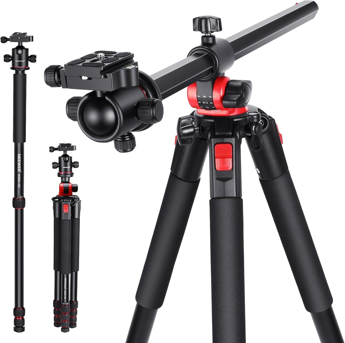 Neewer N284L+G0 7inch/200cm Magnesium Aluminium Alloy 2-in-1 Tripod and Monopod with Ball Head