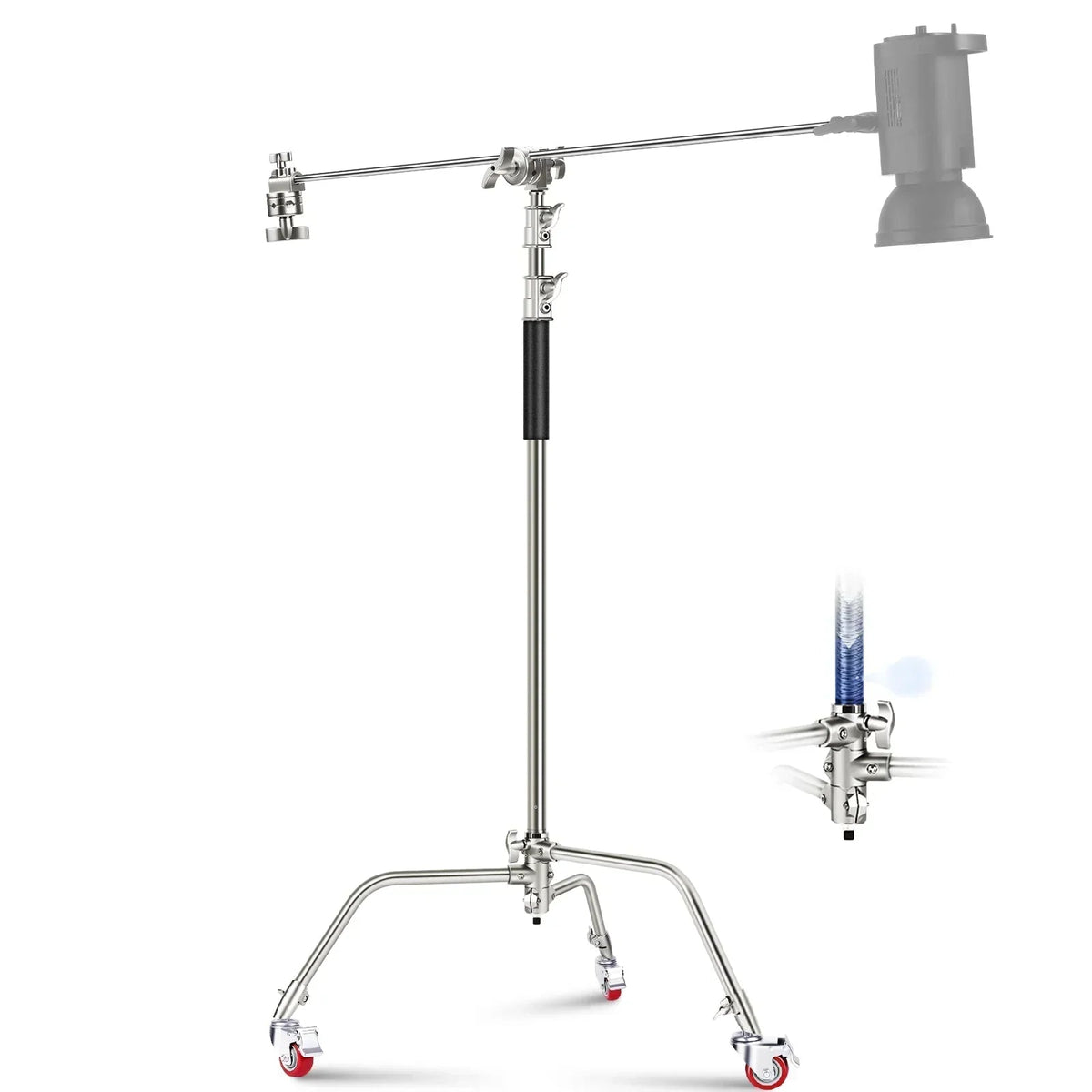Neewer SC340AW 330cm Air-Cushioned Stainless Steel C-Stand with Boom Arm and Wheels