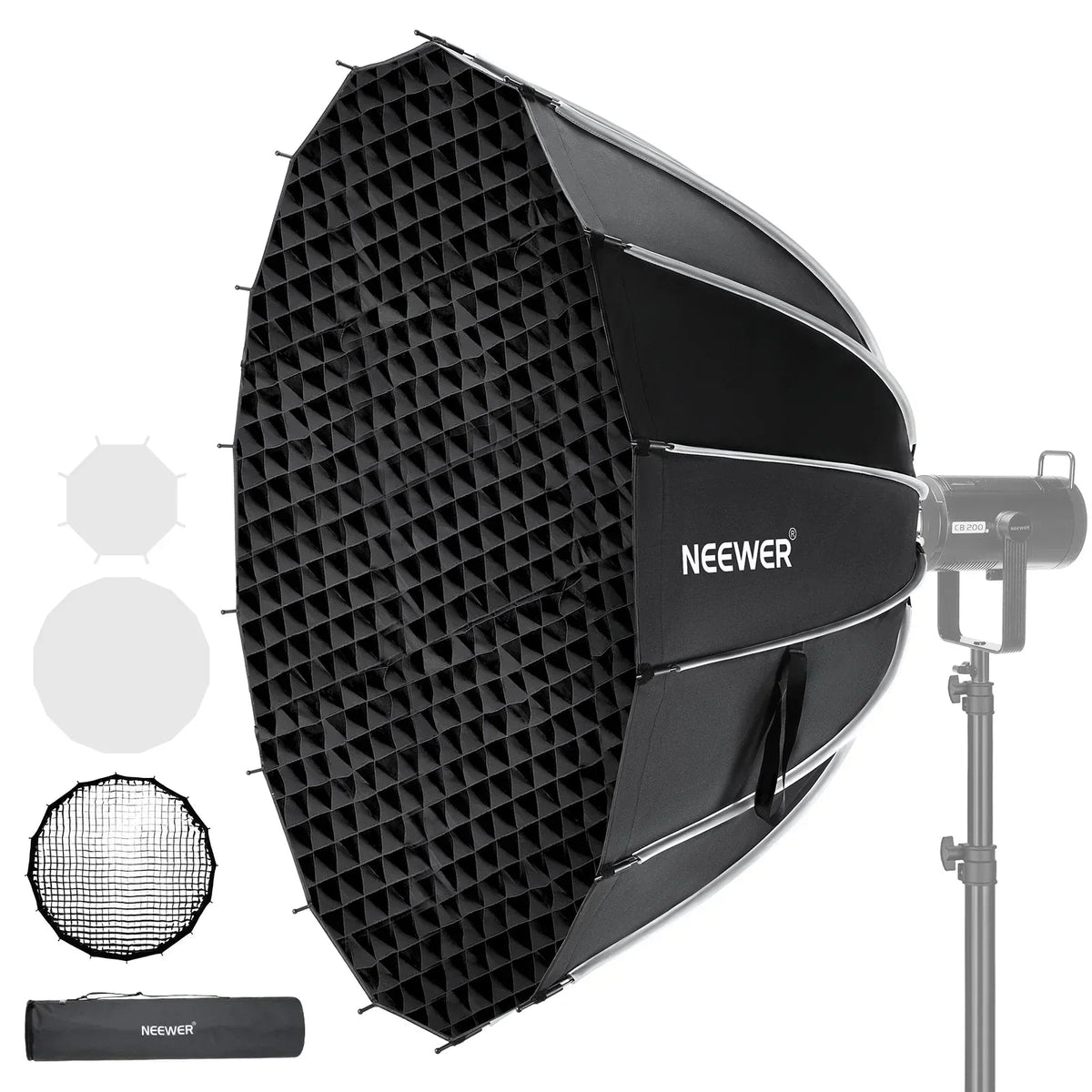 Neewer SF85Q Parabolic Softbox 85cm Quick Release 16-Rib Bowens Mount with Grid