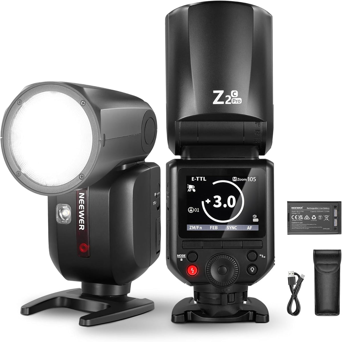 Neewer Z2PROS TTL Round Head Flash Speedlite With 3000Mah Lithium Battery