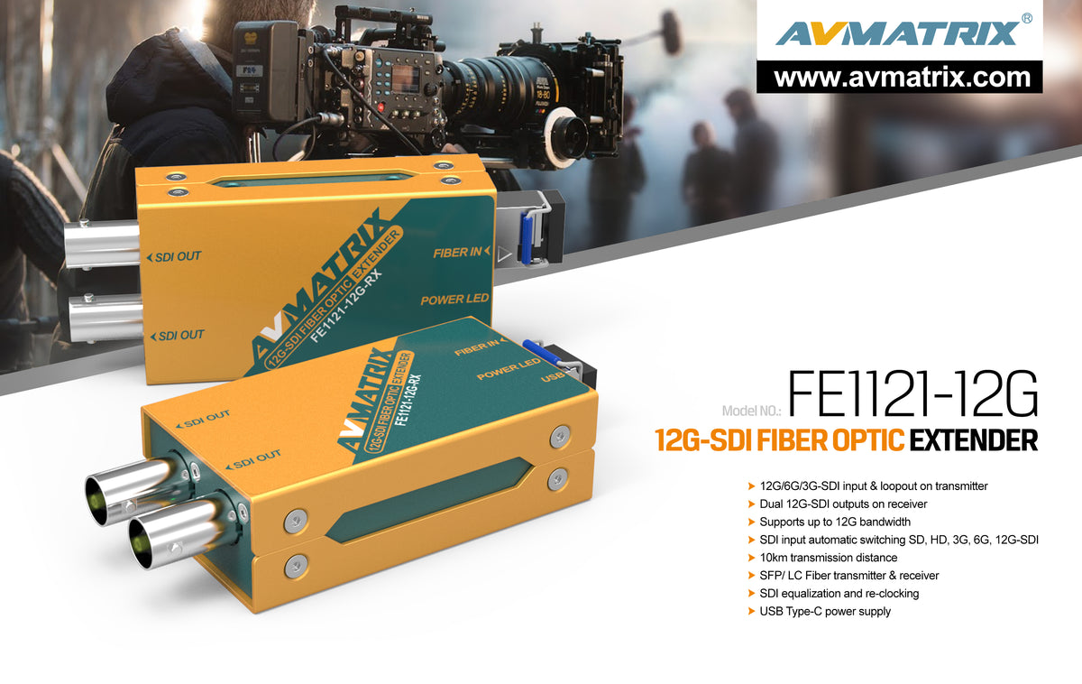 AVMATRIX FE1121-12G — 12G-SDI Fiber Optic Extender