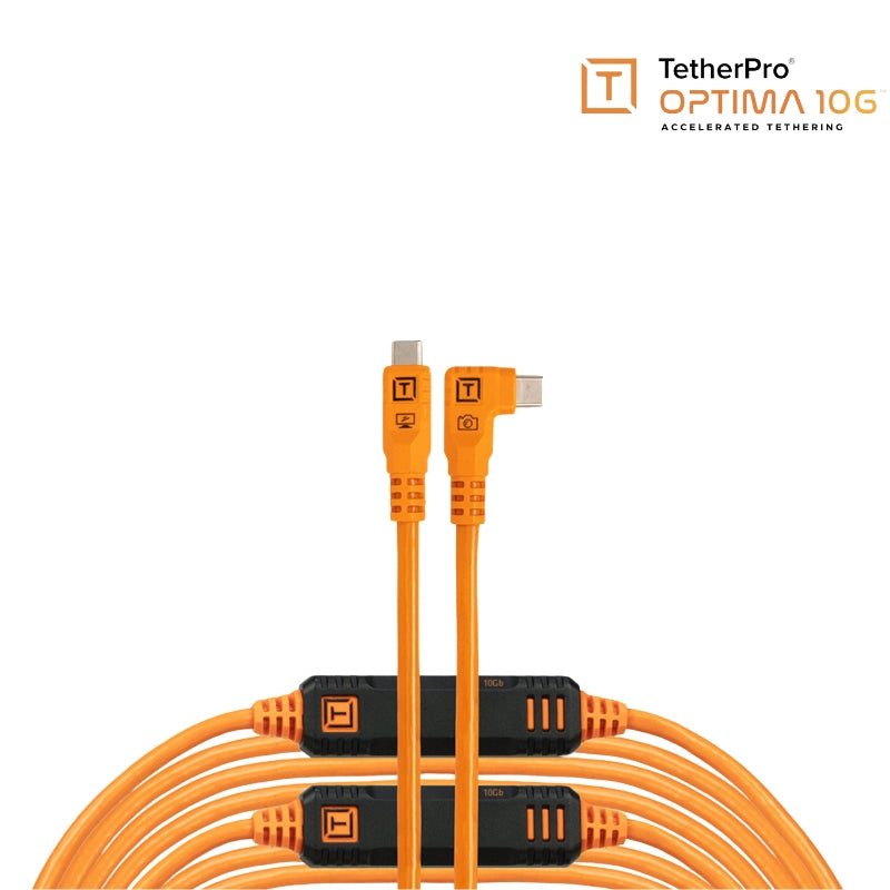 Tether Tools TetherPro Optima 10G 31′ (9.4m) USB-C to USB-C Straight to Right Angle Cable - image 1