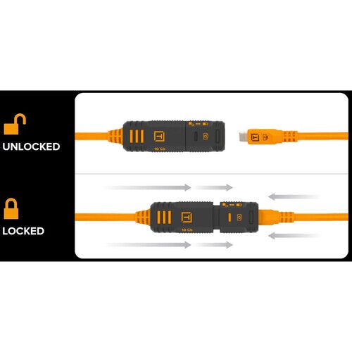 Tether Tools TetherPro Optima 10G TetherBoost Locking USB-C Extension Cable (16′, High-Visibility Orange) - image 4