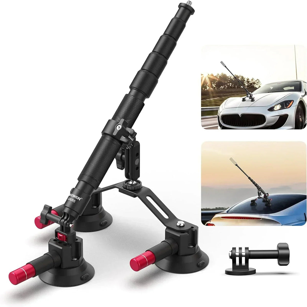 Neewer CA065 Triple Suction Cup Car Mount for Action Cameras