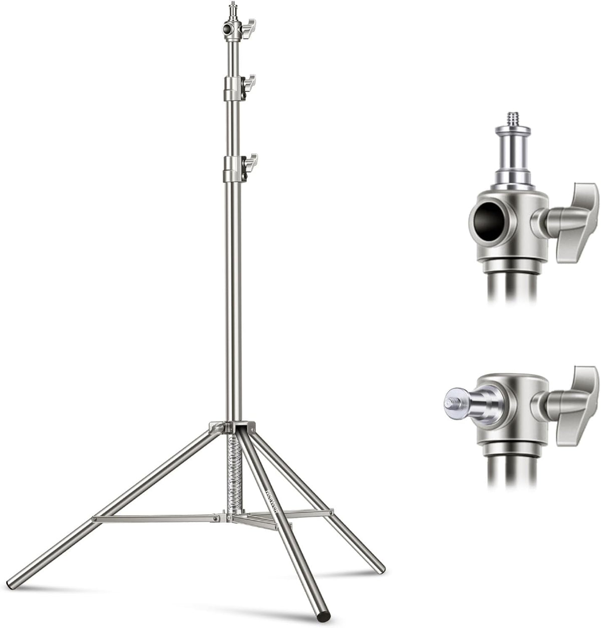 Neewer ST-300SS 300cm Heavy-Duty Silver Stainless Steel Spring-Cushioned Light Stand